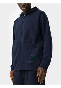 4f - 4F Bluza dresowa rozpinana z kapturem męska S. Okazja: na co dzień. Typ kołnierza: kaptur. Kolor: niebieski. Materiał: dresówka. Wzór: nadruk. Styl: casual
