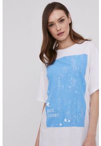 Answear Lab T-shirt damski. Kolor: niebieski. Wzór: nadruk. Styl: wakacyjny #6