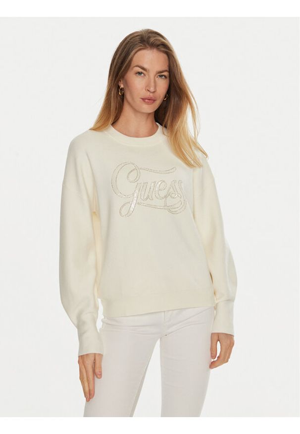 Guess Sweter Laura W4BR07 Z26I2 Écru Regular Fit. Materiał: wiskoza