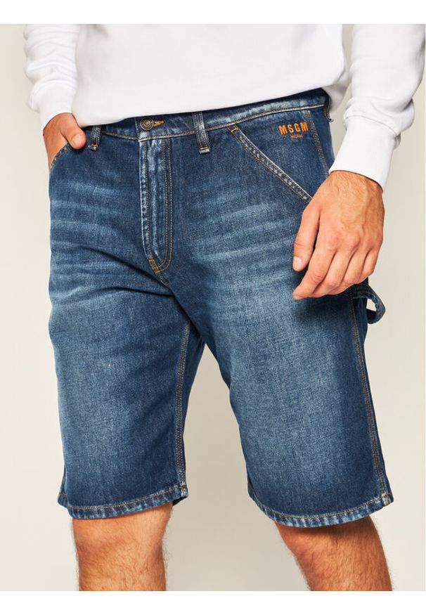 MSGM Szorty jeansowe 2840MB43L 207072 Granatowy Regular Fit. Kolor: niebieski. Materiał: jeans, bawełna