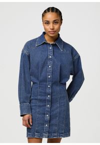 Wrangler - DAMSKA SUKIENKA JEANSOWA WRANGLER DARTED SKIRT DRESS SAPPHIRE TRACE 112370802. Materiał: jeans #1
