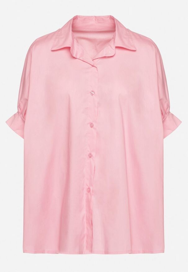 Born2be - Różowa Bawełniana Koszula o Kroju Oversize Zialira. Okazja: na co dzień. Kolor: różowy. Materiał: bawełna. Długość rękawa: krótki rękaw. Długość: krótkie. Styl: casual, elegancki