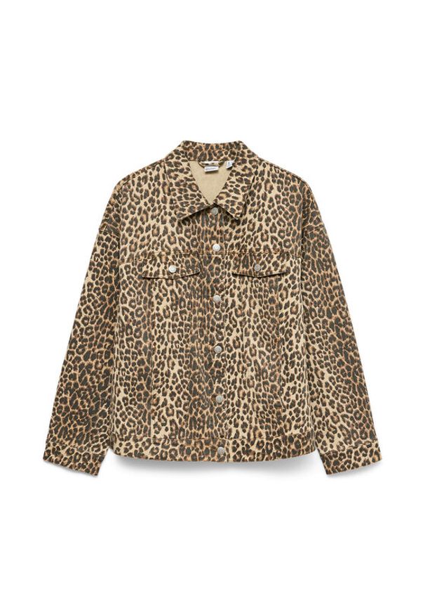 Vero Moda Kurtka jeansowa Tessa 10329961 Brązowy Oversize. Kolor: brązowy. Materiał: bawełna