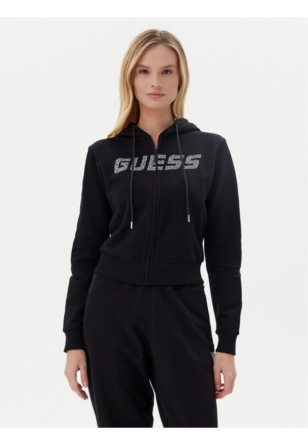 Guess Bluza V5GQ10 KCRP0 Czarny Regular Fit. Kolor: czarny. Materiał: bawełna