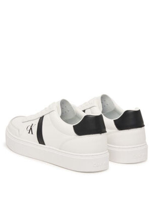 Calvin Klein Sneakersy Classic Cups Lace Lth Emb Tongue HM0HM02237 Biały. Kolor: biały. Materiał: skóra