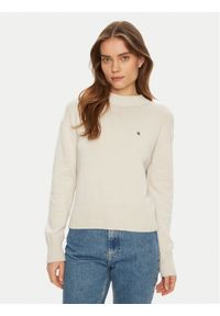 Calvin Klein Jeans Sweter Monogram J20J224802 Écru Regular Fit. Materiał: bawełna