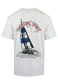 T-Shirt Męski (Relaxed Fit) - Brave Soul - Motyw Żeglarski - Biel. Okazja: na co dzień. Materiał: bawełna. Wzór: nadruk. Sezon: lato, wiosna. Styl: casual #3