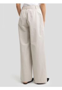 Big-Star - Spodnie damskie wide z dodatkiem lnu beżowe Maryliana 800. Okazja: na co dzień. Stan: podwyższony. Kolor: beżowy. Materiał: len. Styl: casual, klasyczny, retro, elegancki #4