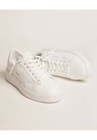 GOLDEN GOOSE - Białe sneakersy ze skóry Purestar. Kolor: biały. Materiał: skóra. Szerokość cholewki: normalna. Wzór: aplikacja #7