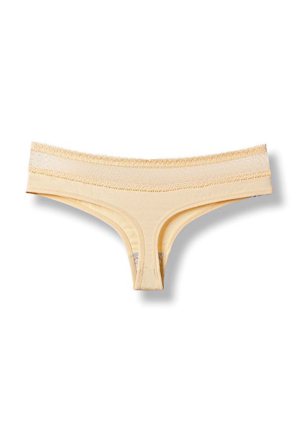 Intica - Figi damskie z koronkowym klinem na co dzień i specjalne okazje Douwina. Kolor: beżowy. Materiał: koronka