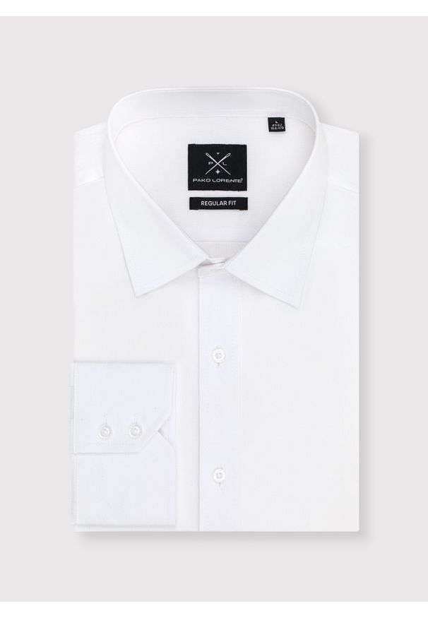 Pako Lorente - PAKO LORENTE – Koszula męska biała ASANA P000B-1X-595-B. Typ kołnierza: kołnierzyk klasyczny. Kolor: biały. Materiał: bawełna. Długość rękawa: długi rękaw. Długość: długie. Wzór: gładki. Styl: klasyczny, elegancki