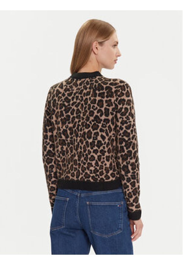 Tommy Jeans Kardigan Leopard DW0DW21968 Brązowy Regular Fit. Kolor: brązowy. Materiał: syntetyk