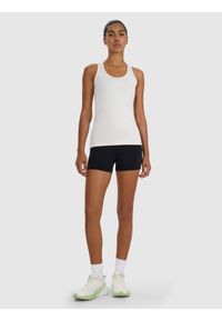 4f - 4F Top treningowy slim szybkoschnący damski - beżowy L. Kolor: beżowy. Materiał: poliester, włókno, elastan, materiał. Długość rękawa: na ramiączkach. Wzór: gładki, ze splotem. Sport: fitness #2