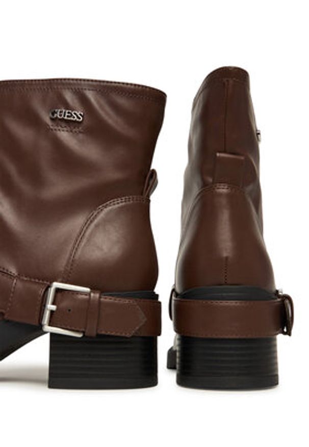 Guess Botki FLFIJI ELE10 Brązowy. Kolor: brązowy. Materiał: skóra