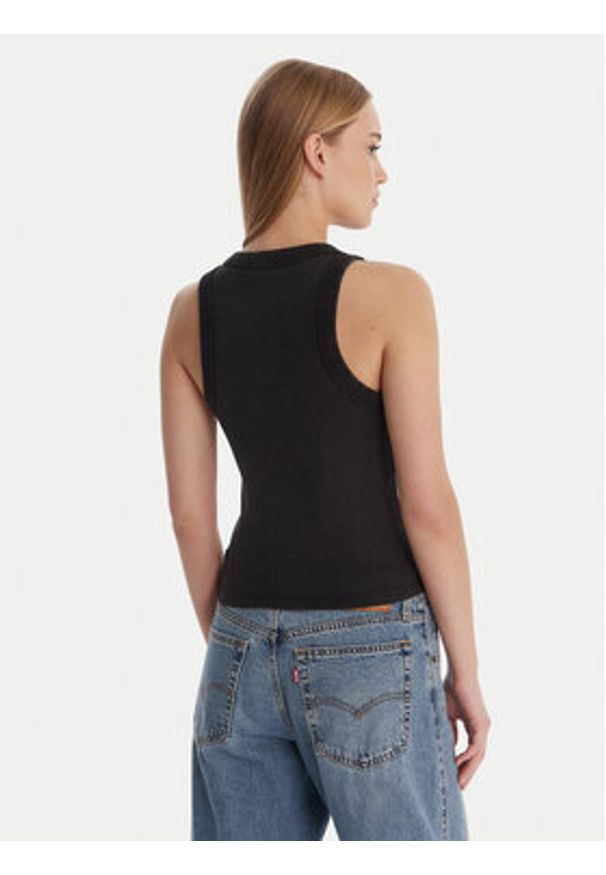 Guess Jeans Top 180345 Czarny Classic Fit. Kolor: czarny. Materiał: bawełna