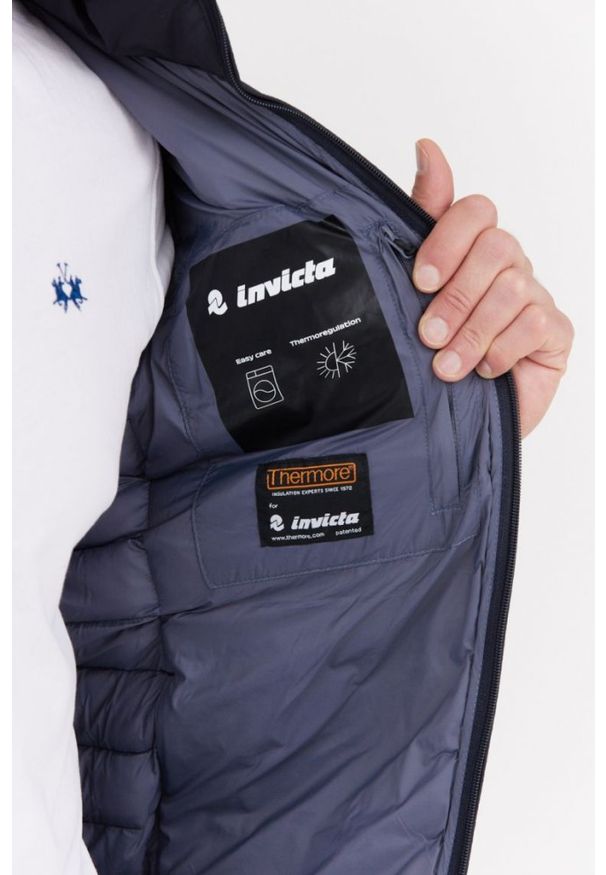 Invicta - INVICTA Granatowa kurtka puchowa męska, Rozmiar M. Kolor: niebieski. Materiał: puch