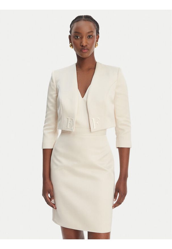 Elisabetta Franchi Sukienka koktajlowa TB-001-61E2-V550 Écru Regular Fit. Materiał: syntetyk. Styl: wizytowy
