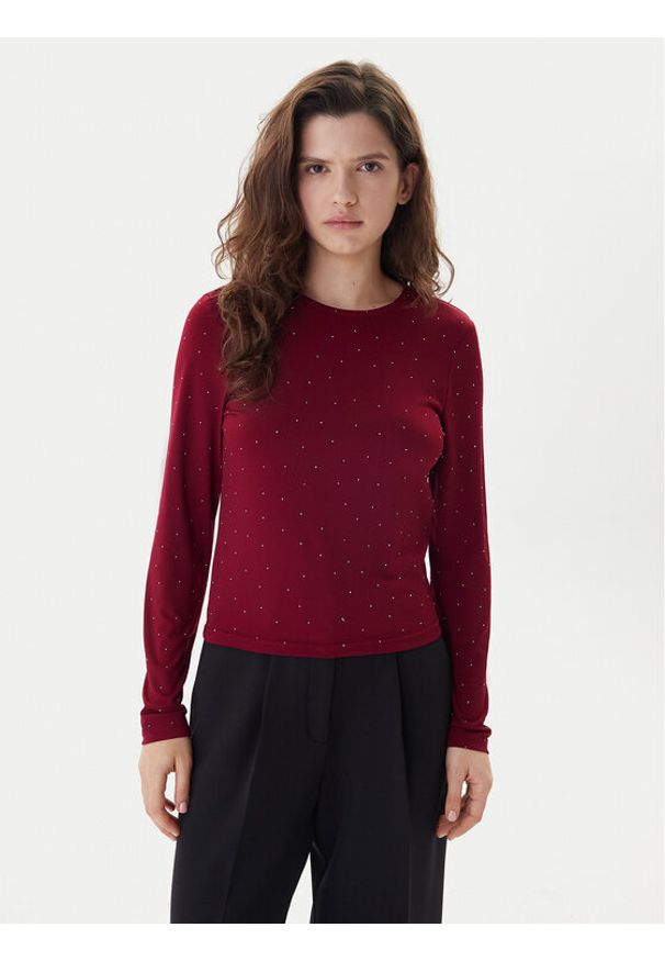 only - ONLY Bluzka Zita 15358986 Bordowy Regular Fit. Kolor: czerwony. Materiał: syntetyk