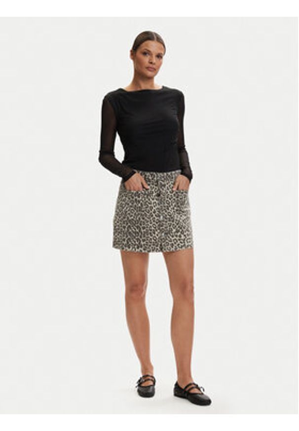 only - ONLY Spódnica jeansowa Amazing 15371282 Beżowy Regular Fit. Kolor: beżowy. Materiał: bawełna