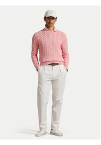 Polo Ralph Lauren Sweter 710965867004 Różowy Regular Fit. Typ kołnierza: polo. Kolor: różowy. Materiał: bawełna