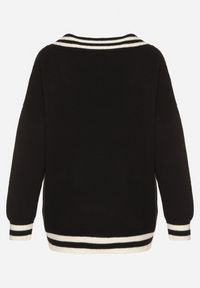 Born2be - Czarny Sweter z Domieszką Kaszmiru w Stylu Preppy Liendria. Okazja: do pracy, na co dzień, na spotkanie biznesowe. Kolor: czarny. Materiał: kaszmir. Wzór: aplikacja. Styl: casual, klasyczny, biznesowy #6