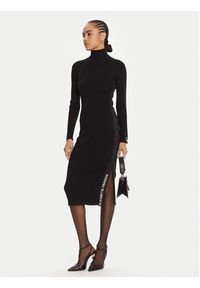 Elisabetta Franchi Sukienka dzianinowa AM-03S-56E2-V390 Czarny Slim Fit. Kolor: czarny. Materiał: wiskoza #5