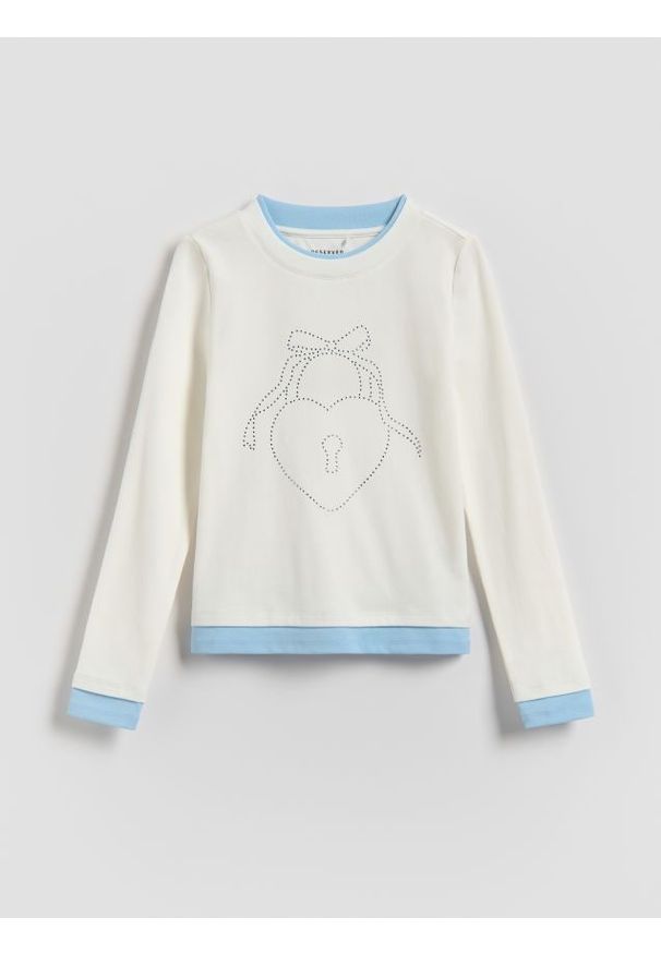 Reserved - Bluzka z cyrkoniami - złamana biel. Materiał: bawełna