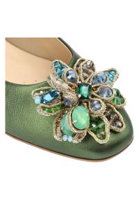 Zielone Baleriny Armodo Eleganckie Obuwie Damskie Ze Skóry Naturalnej. Kolor: zielony. Materiał: skóra. Wzór: aplikacja. Obcas: na obcasie. Styl: elegancki. Wysokość obcasa: niski #4