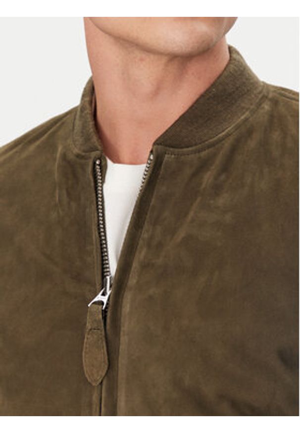 SCHOTT N.Y.C. Kurtka skórzana LC300 Khaki Regular Fit. Kolor: brązowy. Materiał: skóra