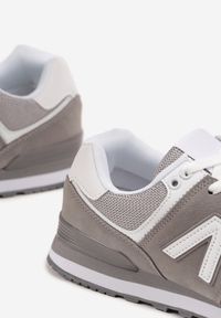 Born2be - Szare Buty Sportowe Sneakersy z Ozdobną Aplikacją Rilazea. Okazja: na co dzień. Kolor: szary. Materiał: jeans. Wzór: aplikacja