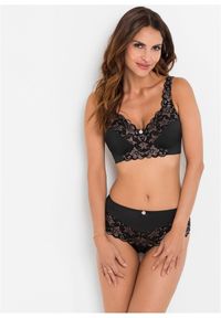 bonprix - Biustonosz minimizer bez fiszbinów z wyściełanymi ramiączkami. Kolor: czarny. Materiał: poliamid, koronka. Rodzaj stanika: wyściełane miseczki, różne sposoby noszenia. Wzór: koronka #3