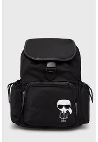 Karl Lagerfeld plecak 225W3001 damski kolor czarny duży z aplikacją. Kolor: czarny. Materiał: materiał. Wzór: aplikacja #1