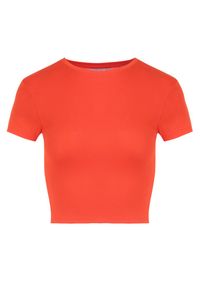 Born2be - Czerwony T-shirt Irousa. Kolor: czerwony. Materiał: materiał, bawełna. Długość rękawa: krótki rękaw. Długość: krótkie. Wzór: gładki #3