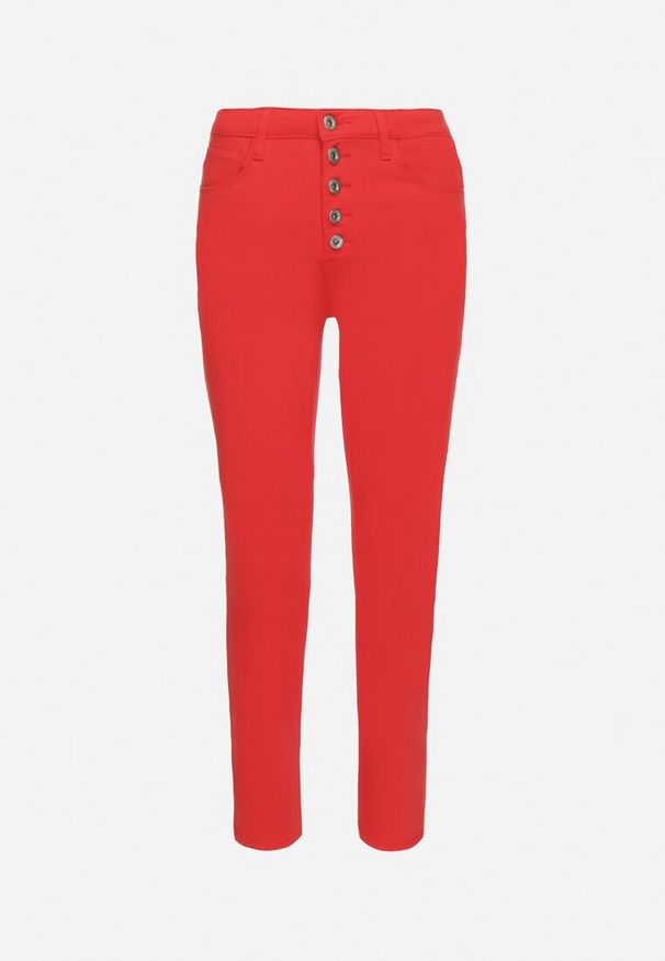 Born2be - Czerwone Spodnie Skinny Kyllienne. Stan: podwyższony. Kolor: czerwony. Długość: długie. Sezon: wiosna