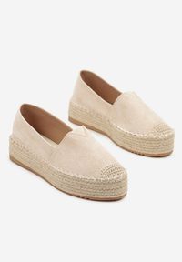 Born2be - Jasnobeżowe Espadryle na Plecionej Platformie z Ekozamszu Avalana. Kolor: beżowy. Materiał: len. Obcas: na platformie. Styl: elegancki #6