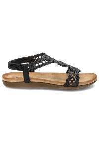 Czarne Sandały Artiker Eleganckie Obuwie Damskie. Okazja: na co dzień. Zapięcie: pasek. Kolor: czarny. Materiał: koronka. Wzór: ażurowy, kwiaty. Sezon: lato. Styl: elegancki #3