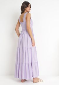 Born2be - Fioletowa Sukienka Maxi z Ażurowymi Taśmami Bez Rękawów Jaemma. Kolor: fioletowy. Długość rękawa: bez rękawów. Wzór: ażurowy. Sezon: lato. Typ sukienki: rozkloszowane. Długość: maxi #4