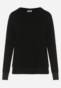 Born2be - Czarny Sweter z Guzikami z Boku Tusiana. Okazja: na co dzień. Kolor: czarny. Materiał: jeans. Styl: casual, klasyczny #5