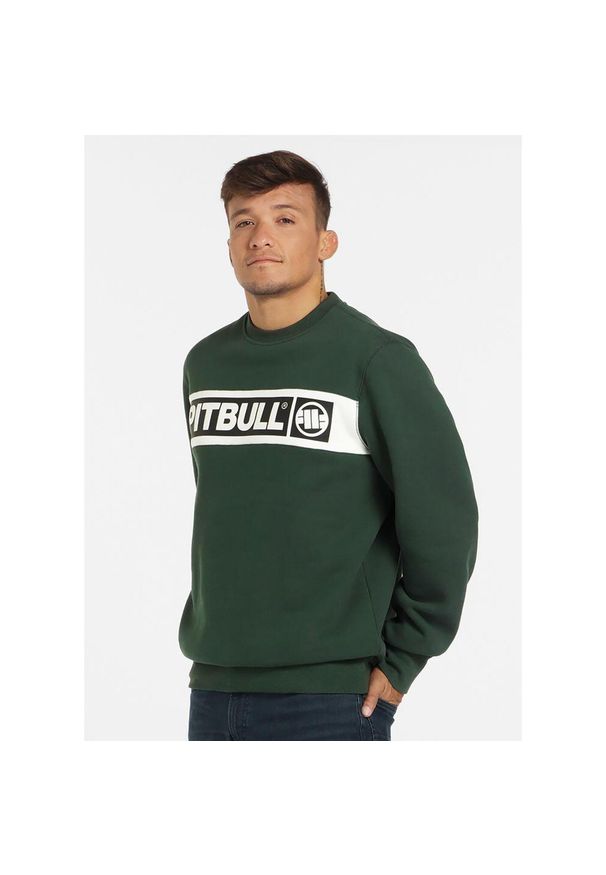 PITBULL - Bluza męska Pitbull Sherwood. Kolor: zielony. Sport: fitness