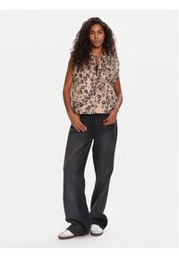 Adidas - adidas Kamizelka Animal Print 3-Stripes JV6957 Beżowy Loose Fit. Kolor: beżowy. Materiał: syntetyk. Wzór: nadruk