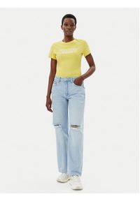 Tommy Jeans T-Shirt Essential DW0DW19447 Żółty Slim Fit. Kolor: żółty. Materiał: bawełna