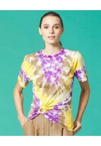 Manila Grace - MANILA GRACE - Bawełniany t-shirt tie dye. Kolor: różowy, wielokolorowy, fioletowy. Materiał: bawełna #1