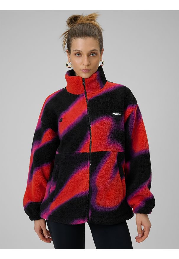 4f - 4F Polar loose bez kaptura damski - multikolor L. Typ kołnierza: bez kaptura. Kolor: wielokolorowy. Materiał: polar. Wzór: nadruk. Sezon: zima. Sport: snowboard
