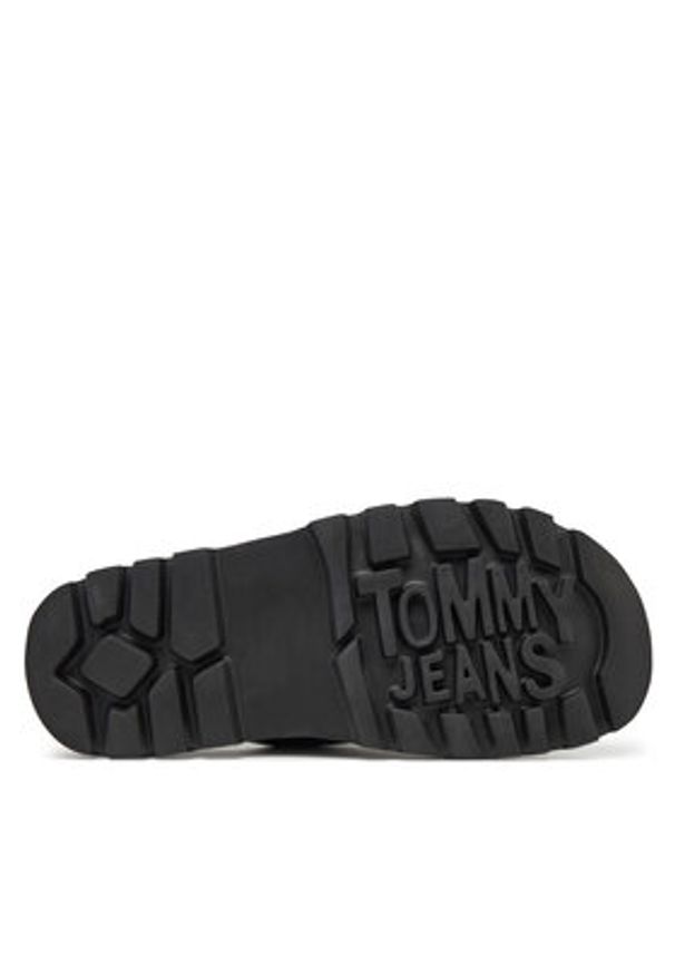 Tommy Jeans Klapki Double Strap Sandal EN0EN02753 Czarny. Kolor: czarny. Materiał: skóra