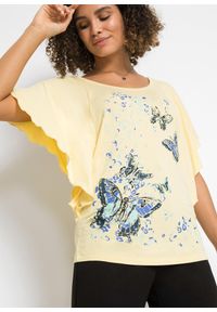 bonprix - Shirt. Kolor: żółty. Długość: krótkie. Wzór: nadruk, gładki. Styl: elegancki