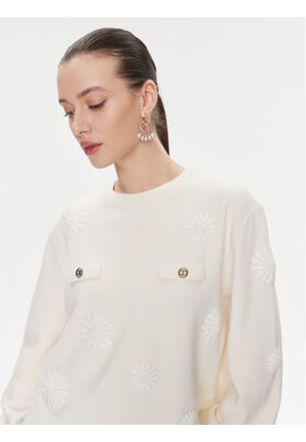 TwinSet - TWINSET Sweter 241TP3090 Écru Loose Fit. Materiał: wiskoza