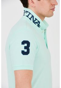 La Martina - LA MARTINA Miętowe męskie polo z małym logo, Rozmiar L. Typ kołnierza: polo. Kolor: zielony #6