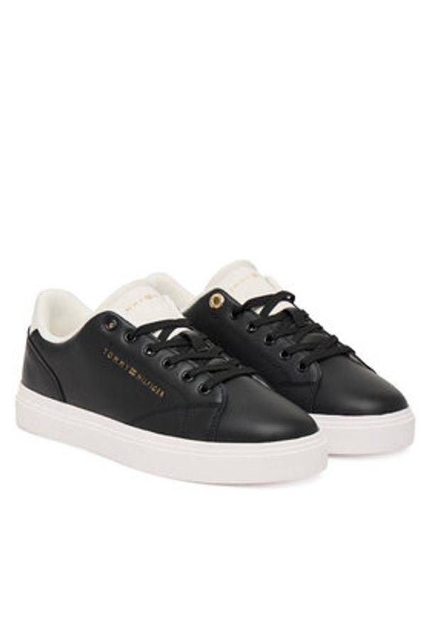 TOMMY HILFIGER - Tommy Hilfiger Sneakersy Th Feminine Cupsole Leather FW0FW09105 Czarny. Kolor: czarny. Materiał: skóra