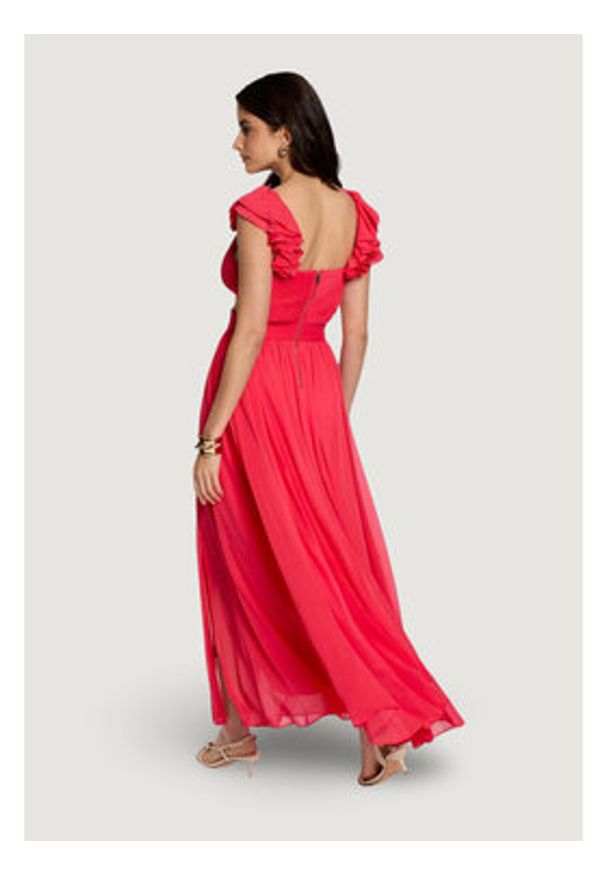 Morgan Sukienka wieczorowa 251-RISSAL Koralowy Regular Fit. Kolor: pomarańczowy. Materiał: syntetyk. Styl: wizytowy