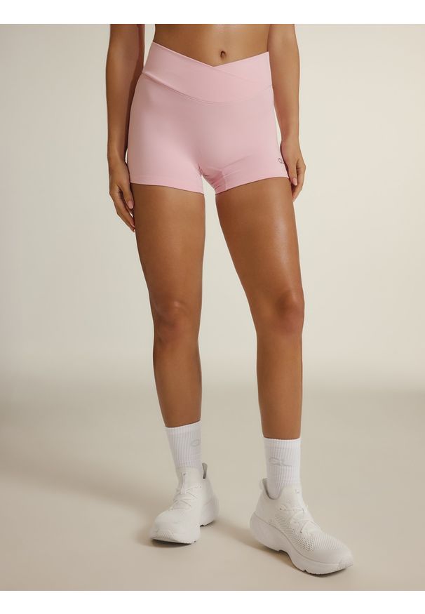 4f - 4F Legginsy krótkie treningowe damskie 4F x Anna Lewandowska - różowe XS. Stan: podwyższony. Kolor: różowy. Materiał: materiał, skóra. Długość: krótkie. Sport: joga i pilates, fitness